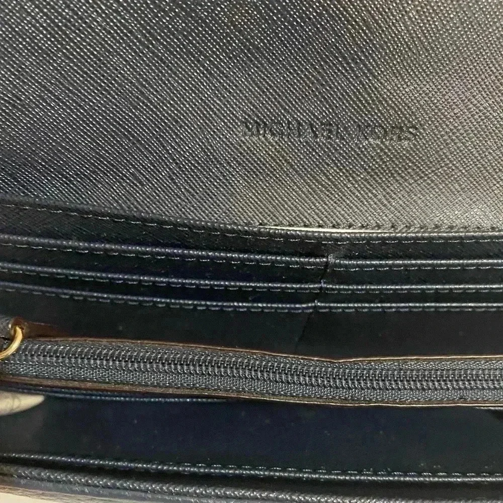 Michael kors navy blue leather wallet